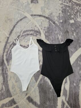 Ardene White and Black Women Bodysuit Set Size M